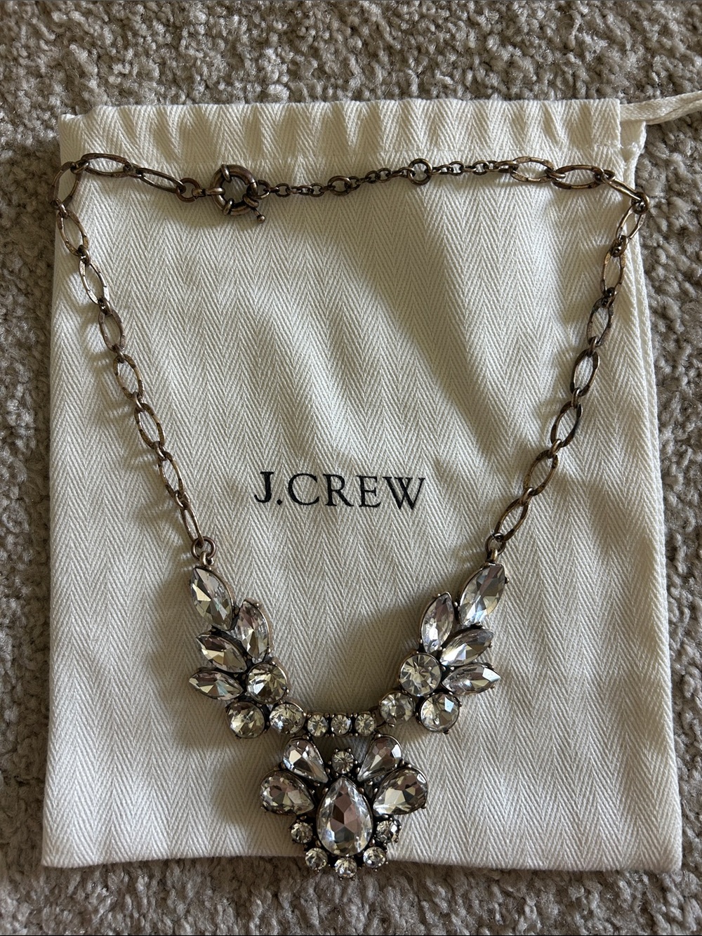 J. Crew Silver-Tone Clear Crystal Bib Necklace